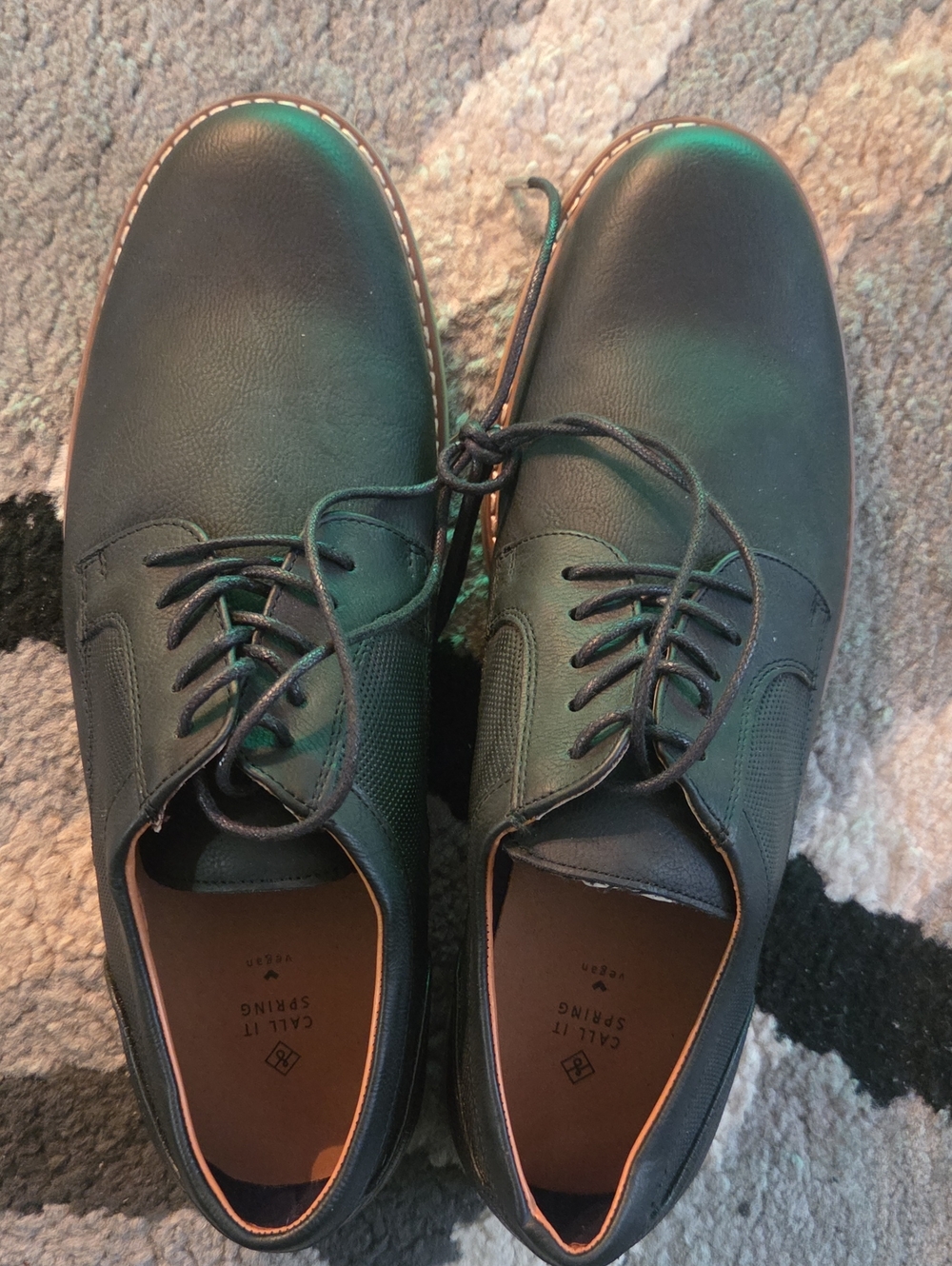Call It Spring Men's Black Lace-Up Oxfords with Tan Trim